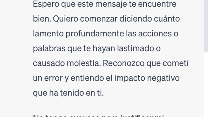 texto para pedir disculpas